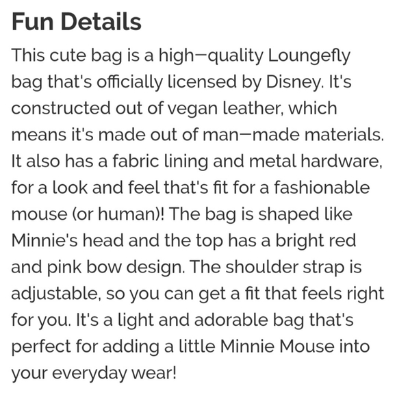 LOUNGEFLY Disney Minnie Mouse Quilted Bow Purse or Crossbody Bag! NWT! - Picture 12 of 16